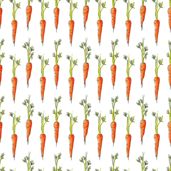 Nahtloses Muster mit Karotten auf weißem Hintergrund. — Stockvektor