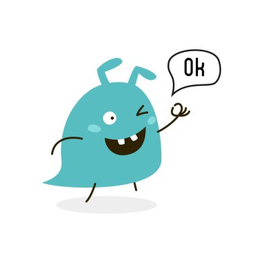 Beyaz arka planda çizgi film canavarı. Vektör illüstrasyonu.