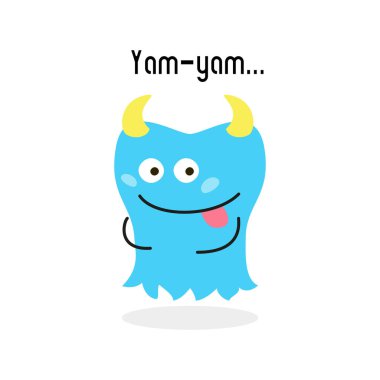 Beyaz arka planda çizgi film canavarı. Vektör illüstrasyonu.