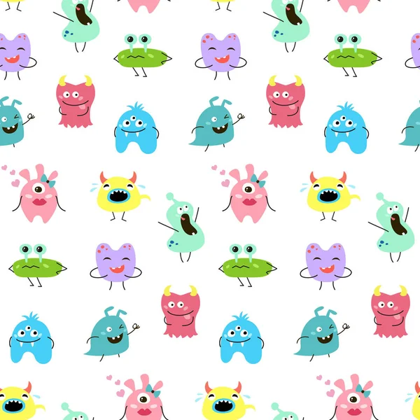 Çizgi film canavarlar ile Seamless modeli. Vektör çizim.