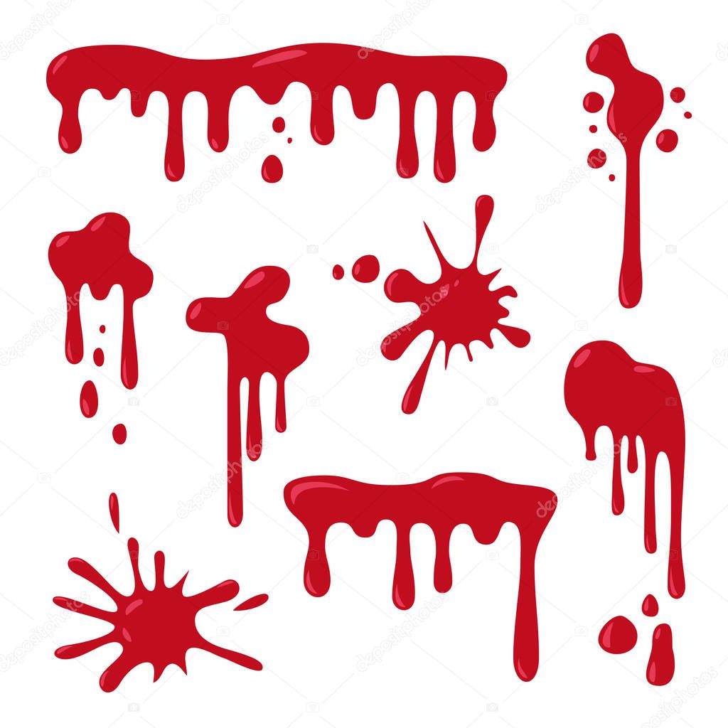 Set of blood drips for halloween design. Vector illustration.