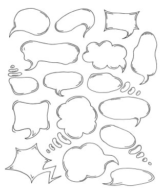 Kroki konuşma balonları kümesi. Vektör çizim.