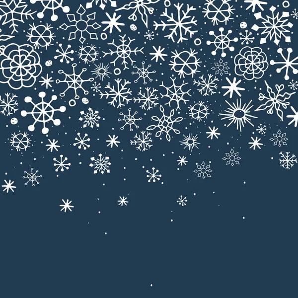 Fundo Inverno Com Mão Desenhada Esboço Flocos Neve Ilustração Vetorial — Vetor de Stock