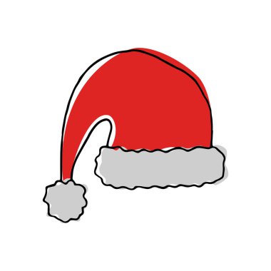 Noel Baba'nın el çekilmiş şapka. Vektör çizim.