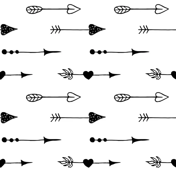 Seamless Pattern Hand Drawn Vintage Arrows Vector Illustration — Stock Vector