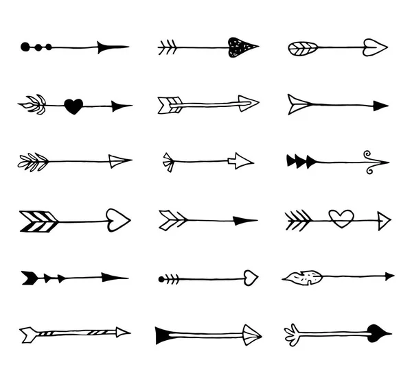 Set Hand Drawn Vintage Arrows Vector Illustration — Stock Vector