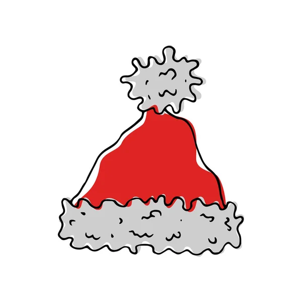 Chapéu Desenhado Mão Pai Natal Ilustração Vetorial — Vetor de Stock