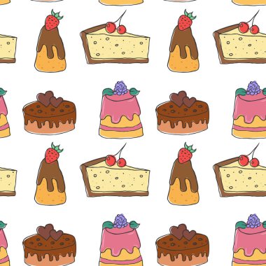 El ile Seamless modeli pastane çizilmiş. Vektör çizim.