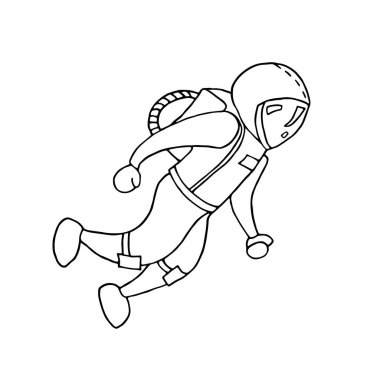 Kroki el çekilmiş uzay astronot. Vektör çizim.