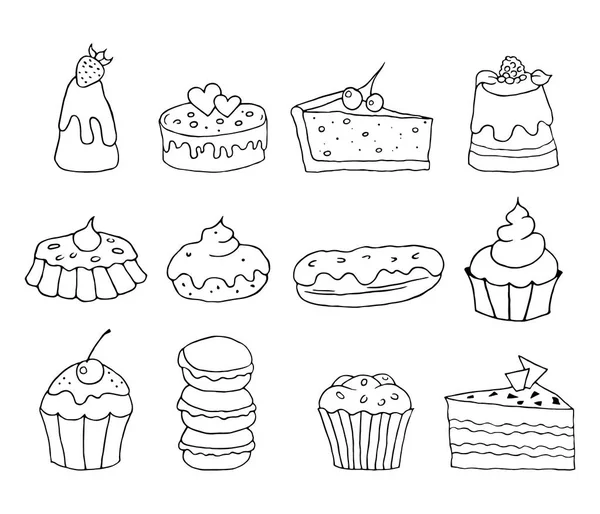 Set Productos Panadería Elaborados Mano Ilustración Vectorial — Archivo Imágenes Vectoriales