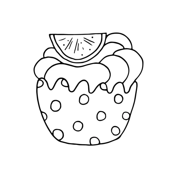 Handgezeichneter Cupcake auf weißem Hintergrund. — Stockvektor
