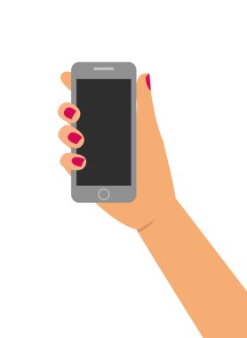 İnsan eli holding smartphone. Vektör çizim, düz tasarım