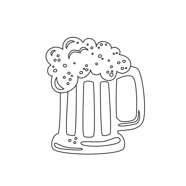 Copo Com Cerveja Fundo Branco Ilustração Vetorial — Vetor de Stock