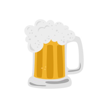 Beyaz arka plan üzerinde bira ile cam. Vektör çizim.