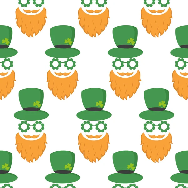 Seamless Pattern Patrick Day Icons Vector Illustration — Stock Vector