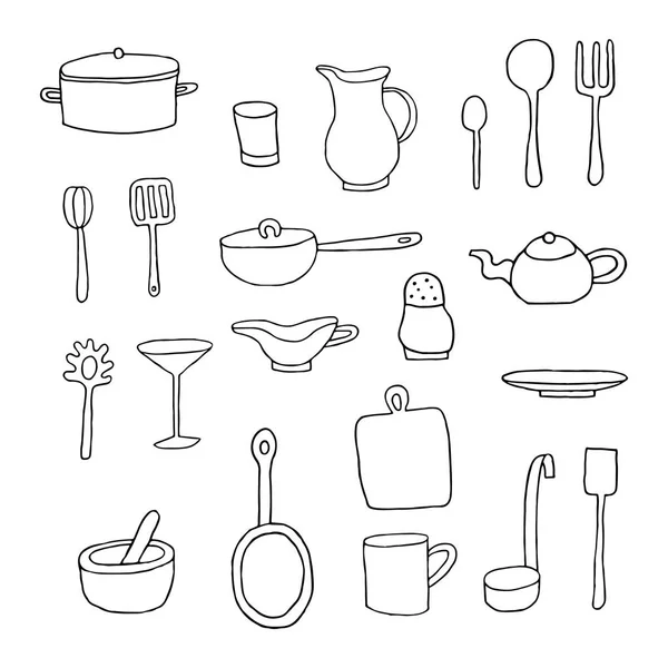 Conjunto de herramientas de cocina de dibujos animados . — Archivo Imágenes Vectoriales