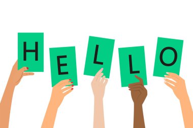 'Hello' kavramı beyaz arka plan üzerinde.