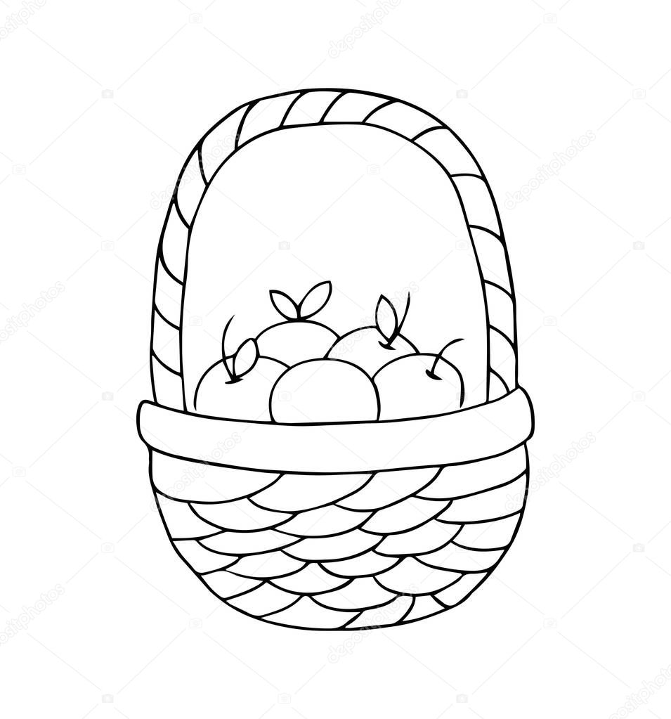 Basket with apples on a white background. 