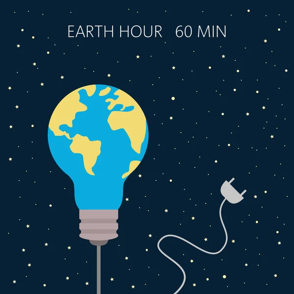 ชั่วโมงโลก ดาวเคราะห์ของเรา ความคิดเกี่ยวกับสิ่งแวดล้อม . — ภาพเวกเตอร์สต็อก