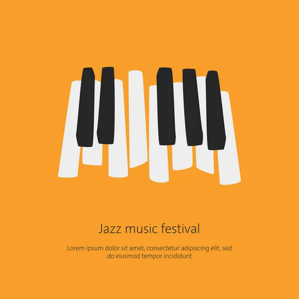 Muziekfestival poster template met piano toetsen. — Stockvector