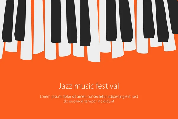 Muziekfestival poster template met piano toetsen. — Stockvector