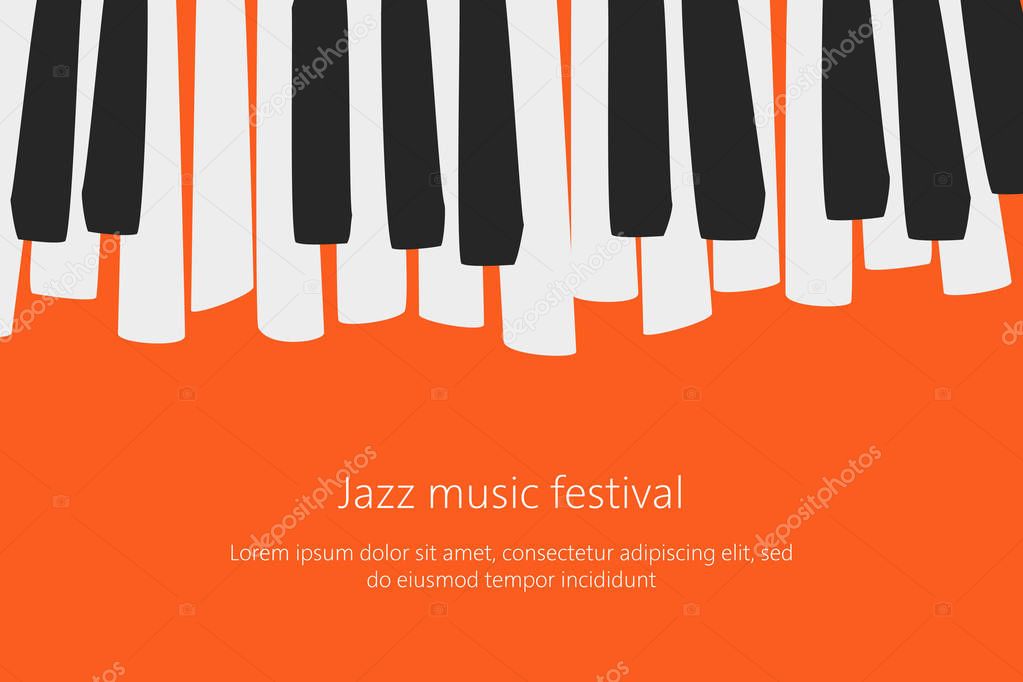Music festival poster template with piano keys. Vector illustration.