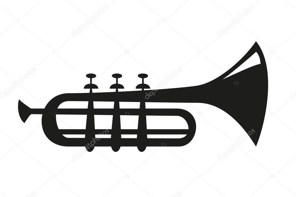 Trumpet icon on white background. Musical instrument icon. Vector illustration.