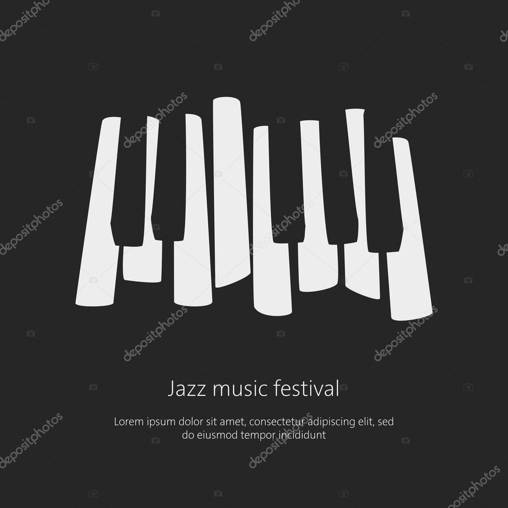 Music festival poster template with piano keys. Vector illustration.