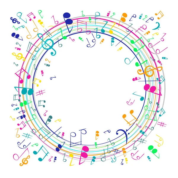 Forme d'un cercle avec des notes musicales . — Image vectorielle