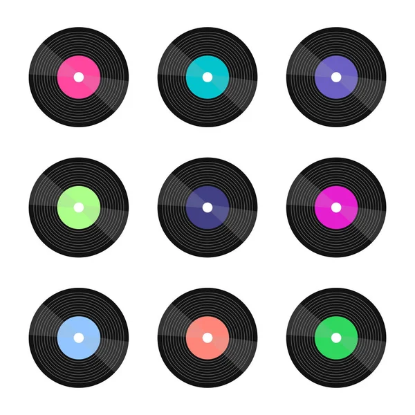 Conjunto de coloridos discos de vinilo . — Vector de stock