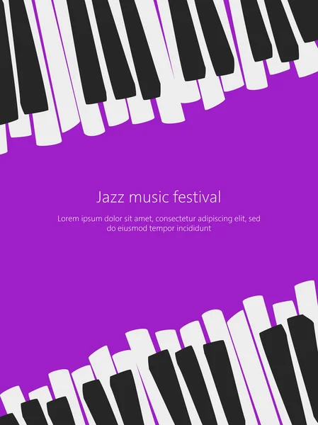 Music festival poster template with piano keys. — Stock Vector