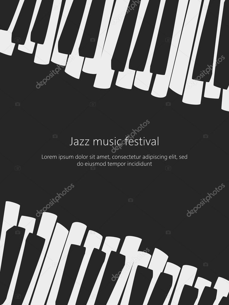 Music festival poster template with piano keys. Vector illustration.