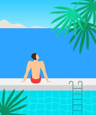 Deniz beldesikarikatür arka plan. 