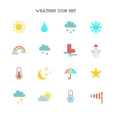 Hava simgesi beyaz arka plan üzerinde seti. 