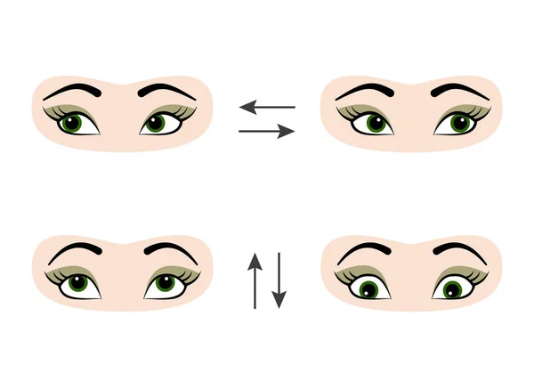 Conjunto de ejercicios para la prevención y mejora de los ojos . — Vector de stock