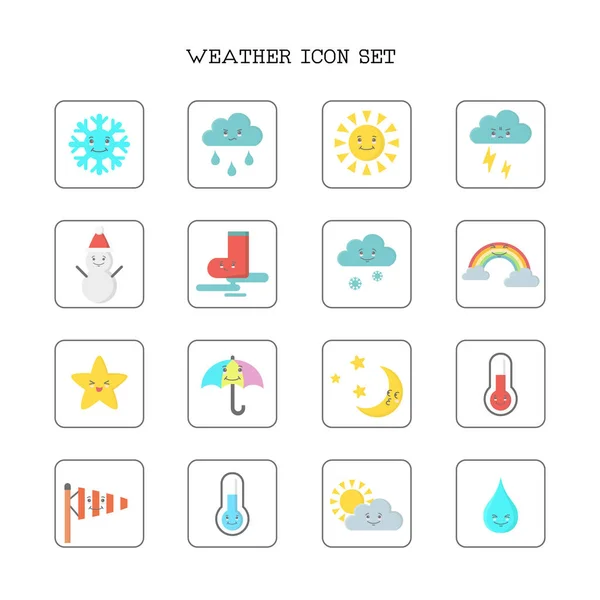 Weather icon set on white background. — Stock Vector