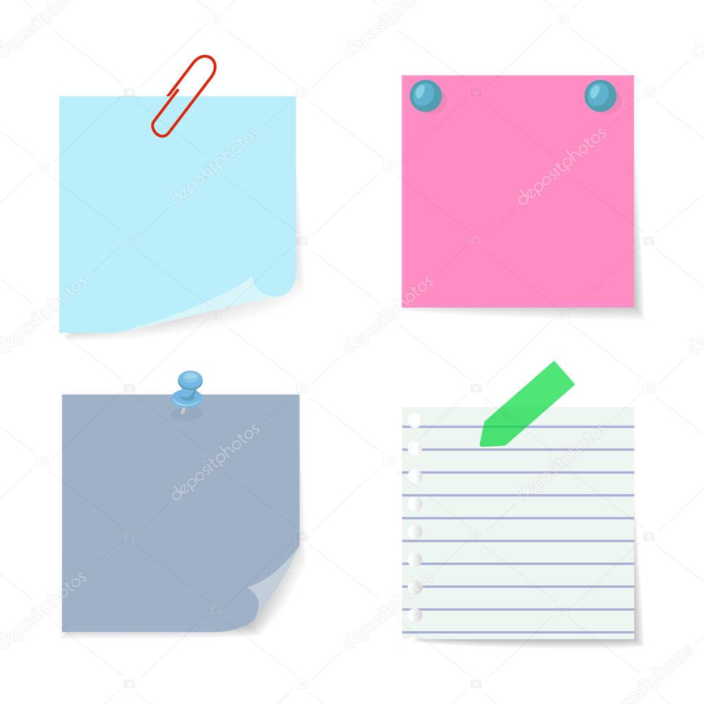 Set of various note papers. 