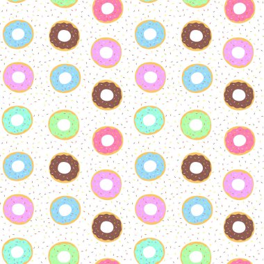 Karikatür donut ile dikişsiz desen. 