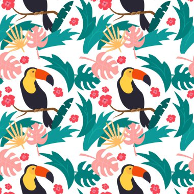 Renkli toucans ile dikişsiz desen. 