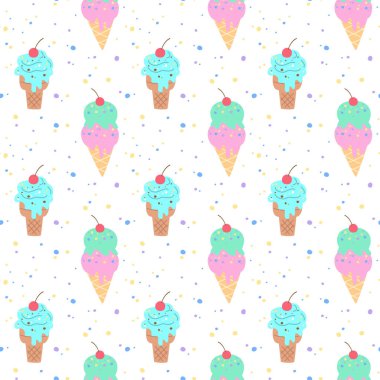 Renkli dondurma ile Seamless Modeli. 