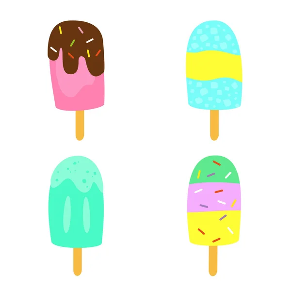 Crème glacée mignonne sur le fond blanc . — Image vectorielle