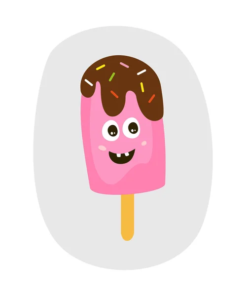 Cute funny ice cream on the white background. — Stock Vector