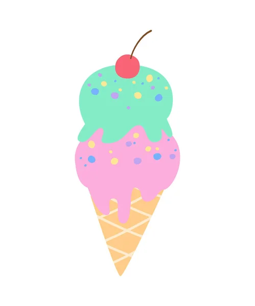 Cute ice cream on the white background. — Stock Vector