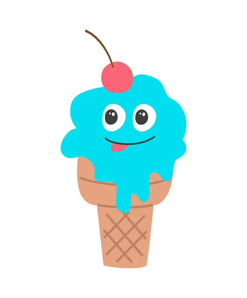 Helado divertido lindo en el fondo blanco . — Vector de stock