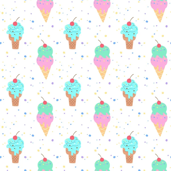 Seamless pattern with colorful ice cream. — Stock Vector