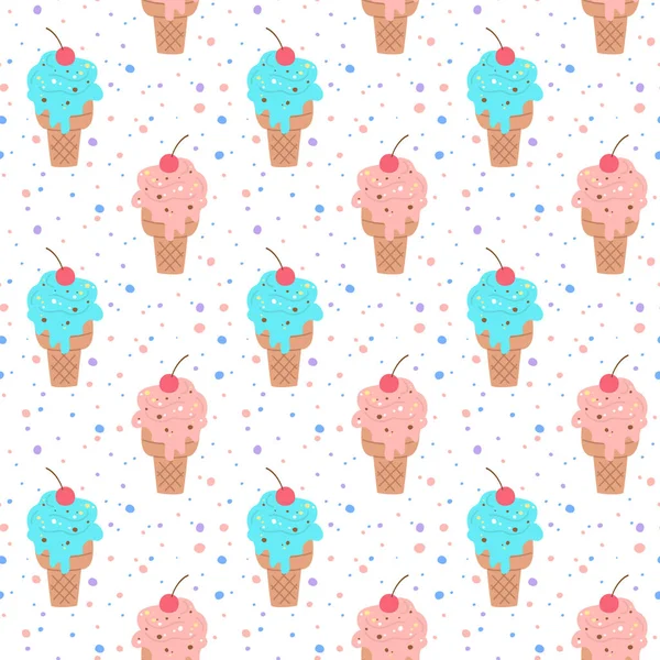 カラフルなアイスクリームのシームレス パターン. — ストックベクタ
