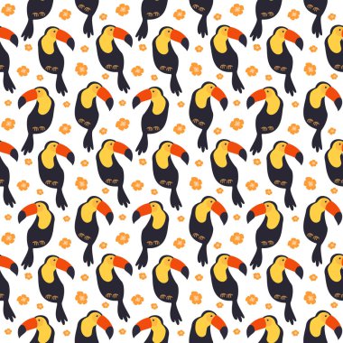 Renkli toucans ile dikişsiz desen. 