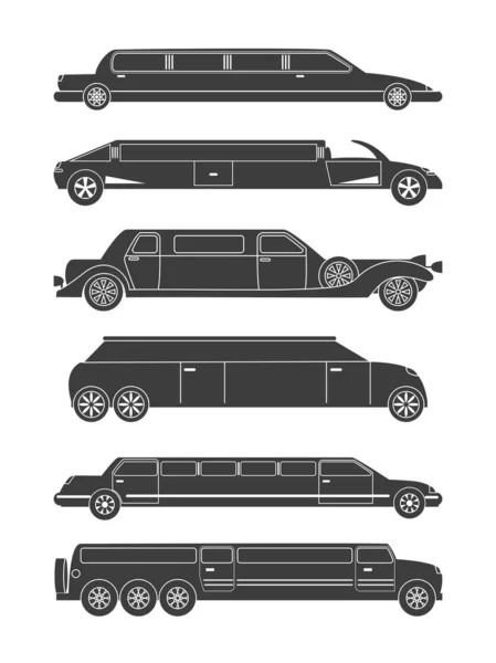 Conjunto de diferentes tipos de limusinas . — Vector de stock