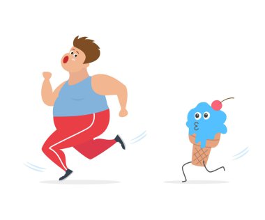 Şişman adam büyük bir dondurmadan kaçıyor.. 