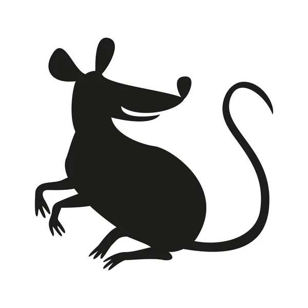 A silhueta preta de rato ou rato sobre fundo branco . — Vetor de Stock